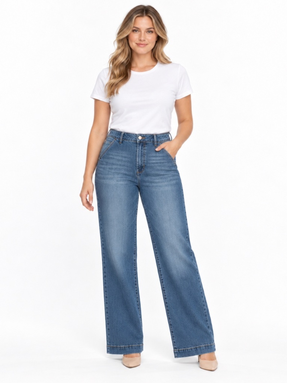 Kancan - Bertha High Rise Trouser Wide Leg Jeans
